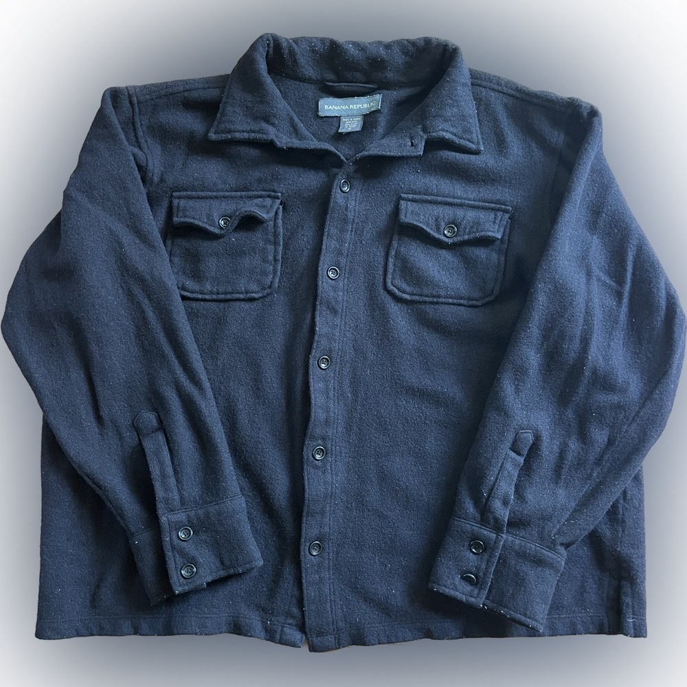 Banana Republic wool-blend shirt jacket Black Button Up Two front Pockets Size S
